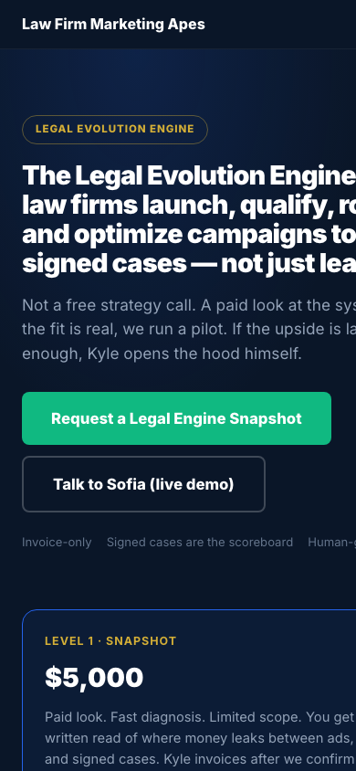 Live Law Firm Marketing Apes engine page